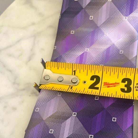 Pierre Cardin Purple Plum Bespoke Geometric Tie - Picture 5 of 14